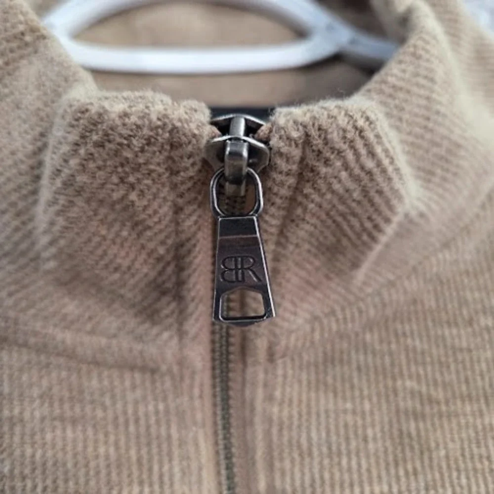 Banana Republic‎ Quarter Zip Men's Large Tan Waffle Knit Cotton Blend Pullover